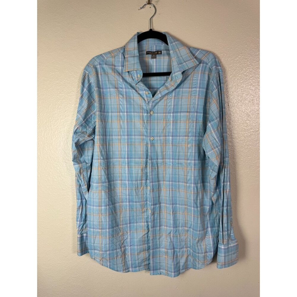 Peter Millar Mens Summer Comfort Plaid Button Up Shirt Size Medium Long Sleeve